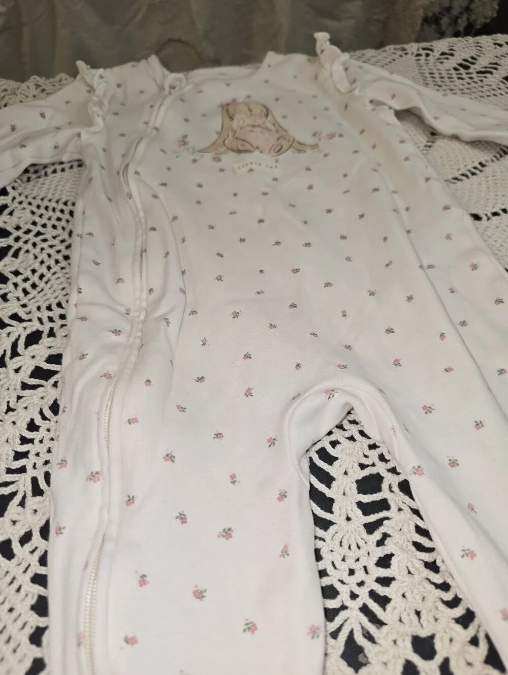 Next Baby Pink Floral Two Zip Sleep Suits 6-9 Mo, 2 Pack, Footed